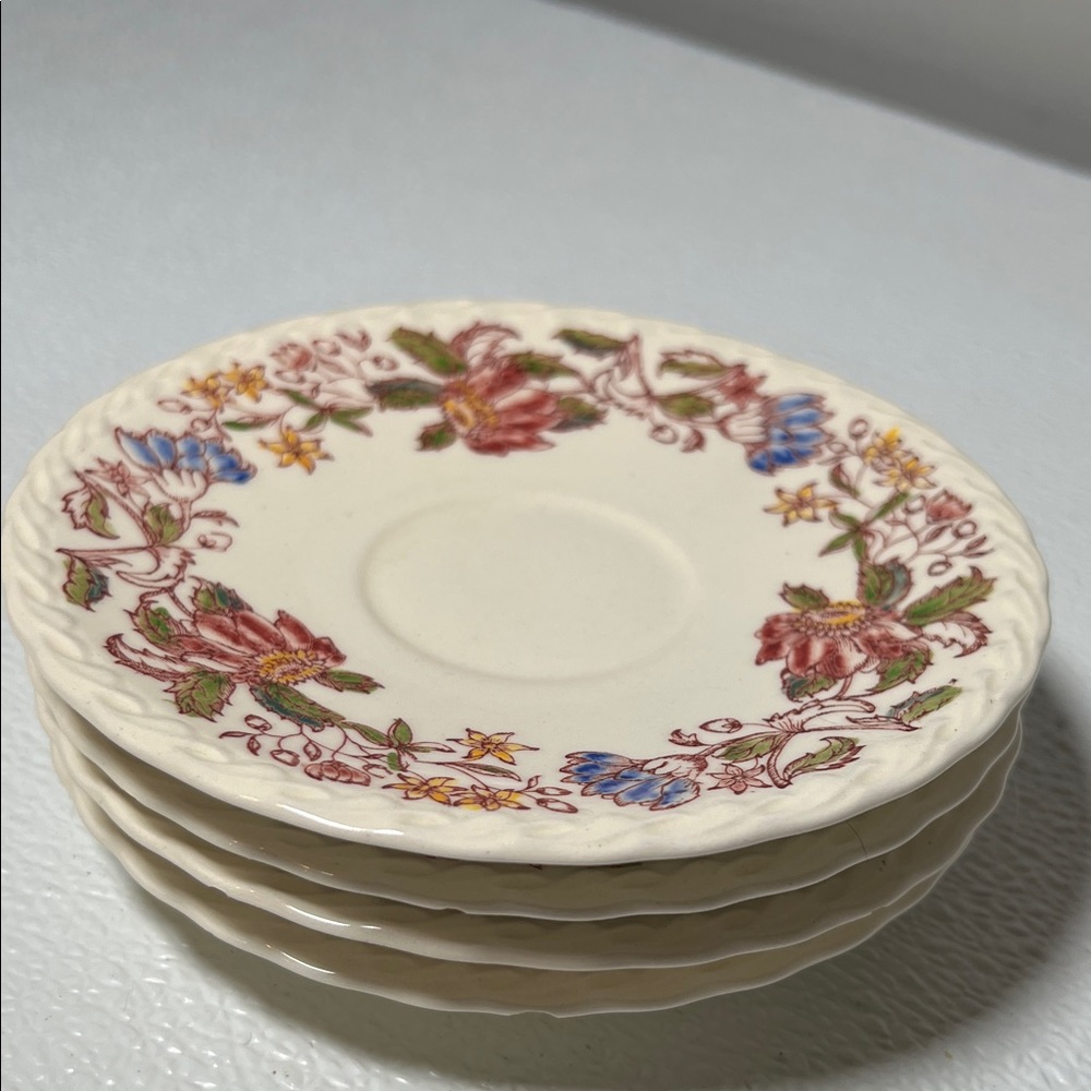 Vintage Vernon Kilns Dolores Saucers ~Hand Painted~Made in USA Set 4